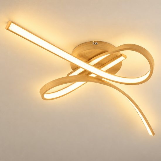 Eglo selvina 2 plafoniera led 20,5w 3000k 68cm per soggiorno moderna marrone chiaro
