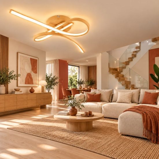 Eglo selvina 2 plafoniera led 20,5w 3000k 68cm per soggiorno moderna marrone chiaro