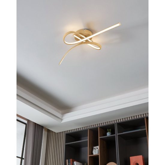 Eglo selvina 2 plafoniera led 20,5w 3000k 68cm per soggiorno moderna marrone chiaro