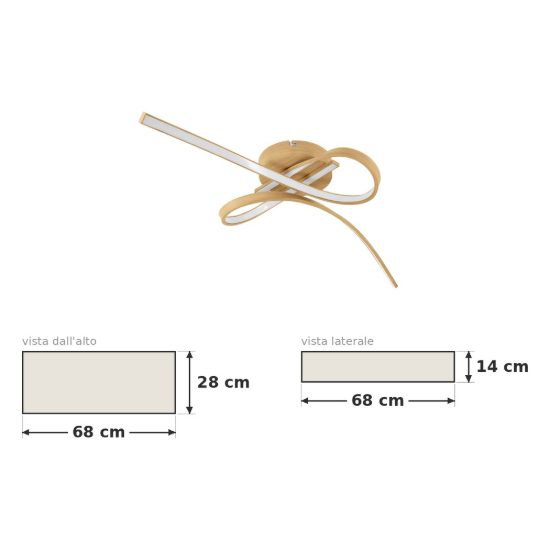 Eglo selvina 2 plafoniera led 20,5w 3000k 68cm per soggiorno moderna marrone chiaro