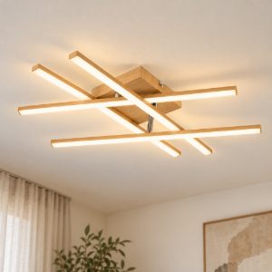 Eglo lasana 4 plafoniera led 20,5w 3000k 51cm per soggiorno moderna marrone chiaro