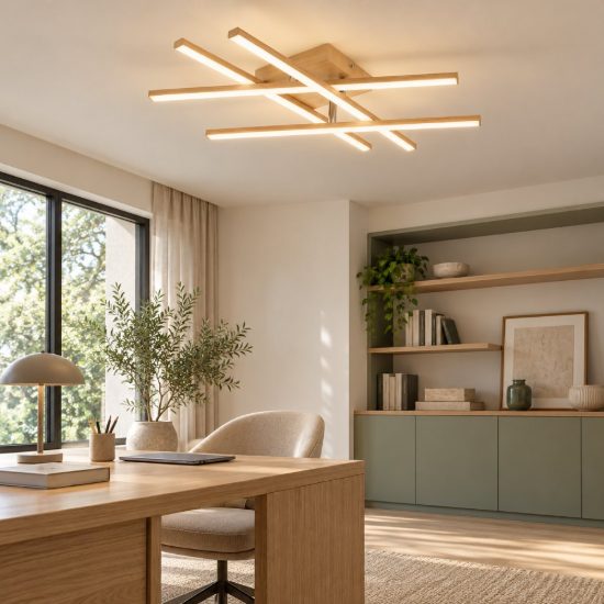 Eglo lasana 4 plafoniera led 20,5w 3000k 51cm per soggiorno moderna marrone chiaro