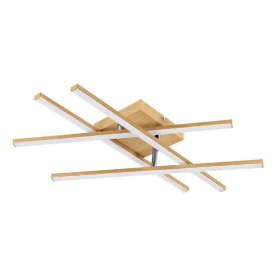 Eglo lasana 4 plafoniera led 20,5w 3000k 51cm per soggiorno moderna marrone chiaro