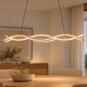 Eglo lasana 4 lampadario a sospensione led 35w 3000k 90cm per sala da pranzo moderno marrone chiaro