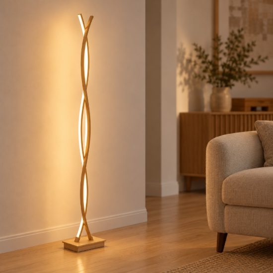 Eglo lasana 4 piantana led 36w 3000k 143cm per soggiorno moderna marrone chiaro
