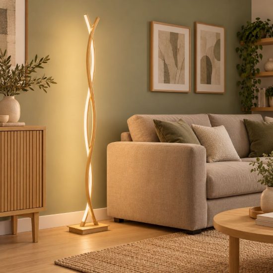 Eglo lasana 4 piantana led 36w 3000k 143cm per soggiorno moderna marrone chiaro