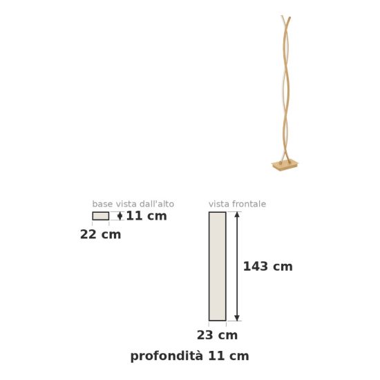 Eglo lasana 4 piantana led 36w 3000k 143cm per soggiorno moderna marrone chiaro