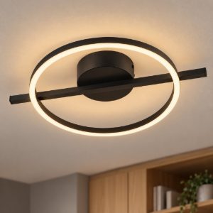 Eglo amandolo plafoniera led 17w rgb 2700k 6500k 40cm con telecomando per soggiorno moderna nera