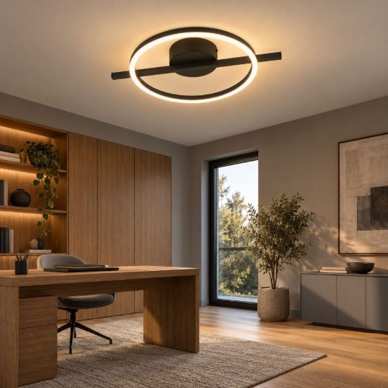 Eglo amandolo plafoniera led 17w rgb 2700k 6500k 40cm con telecomando per soggiorno moderna nera