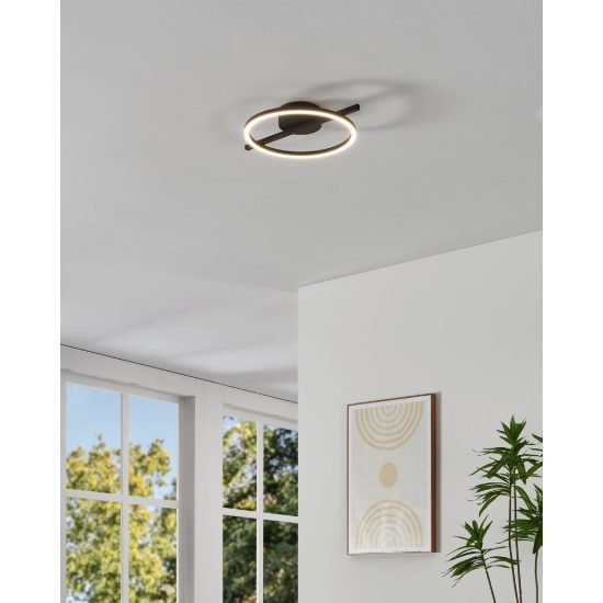 Eglo amandolo plafoniera led 17w rgb 2700k 6500k 40cm con telecomando per soggiorno moderna nera