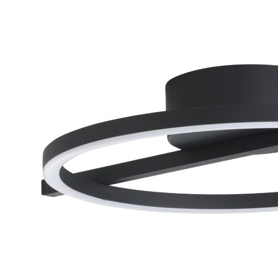 Eglo amandolo plafoniera led 17w rgb 2700k 6500k 40cm con telecomando per soggiorno moderna nera