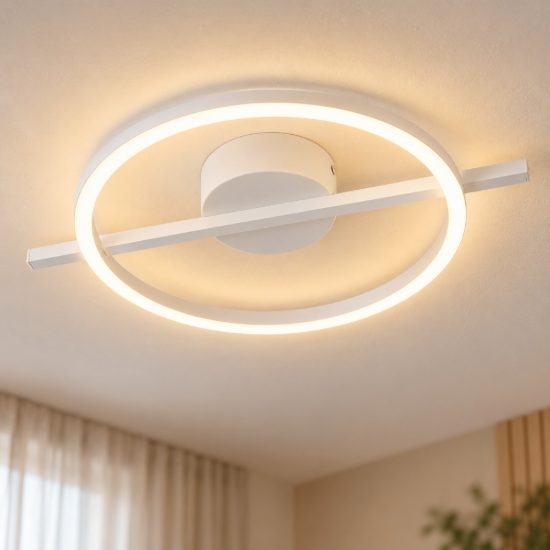 Eglo amandolo plafoniera led 17w rgb 2700k 6500k 40cm con telecomando per soggiorno moderna bianca