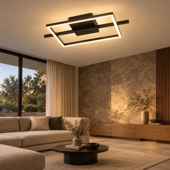 Eglo amandolo plafoniera led 17w rgb 2700k 6500k 40cm con telecomando per soggiorno moderna quadrata nera