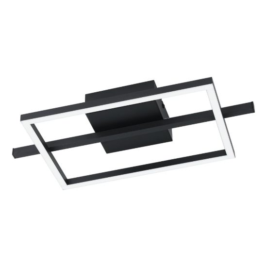 Eglo amandolo plafoniera led 17w rgb 2700k 6500k 40cm con telecomando per soggiorno moderna quadrata nera