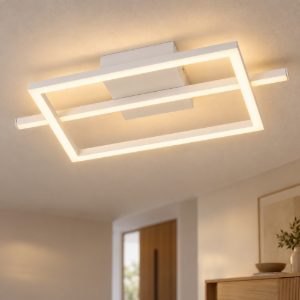 Eglo amandolo plafoniera led 17w rgb 2700k 6500k 40cm con telecomando per soggiorno moderna quadrata bianca