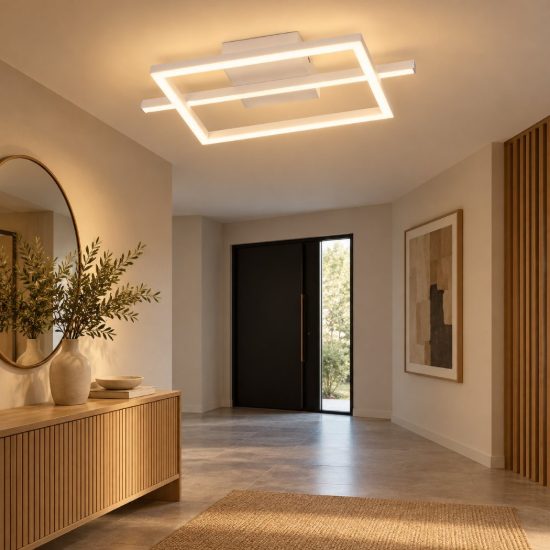 Eglo amandolo plafoniera led 17w rgb 2700k 6500k 40cm con telecomando per soggiorno moderna quadrata bianca