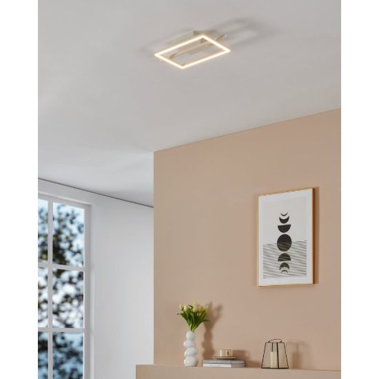 Eglo amandolo plafoniera led 17w rgb 2700k 6500k 40cm con telecomando per soggiorno moderna quadrata bianca