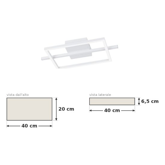 Eglo amandolo plafoniera led 17w rgb 2700k 6500k 40cm con telecomando per soggiorno moderna quadrata bianca