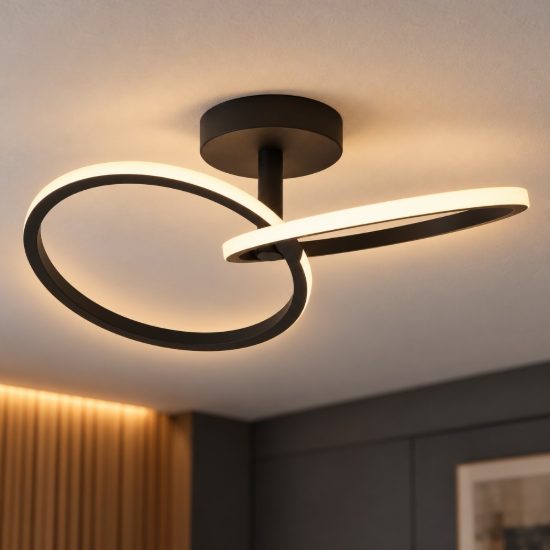 Eglo congiunti plafoniera led 12w cct 2700k 6500k 46,5cm per soggiorno moderna due anelli nera