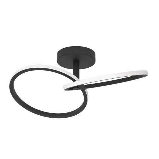 Eglo congiunti plafoniera led 12w cct 2700k 6500k 46,5cm per soggiorno moderna due anelli nera