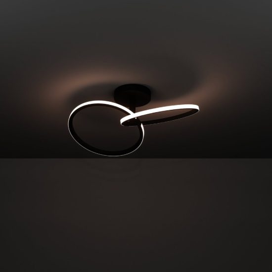 Eglo congiunti plafoniera led 12w cct 2700k 6500k 46,5cm per soggiorno moderna due anelli nera