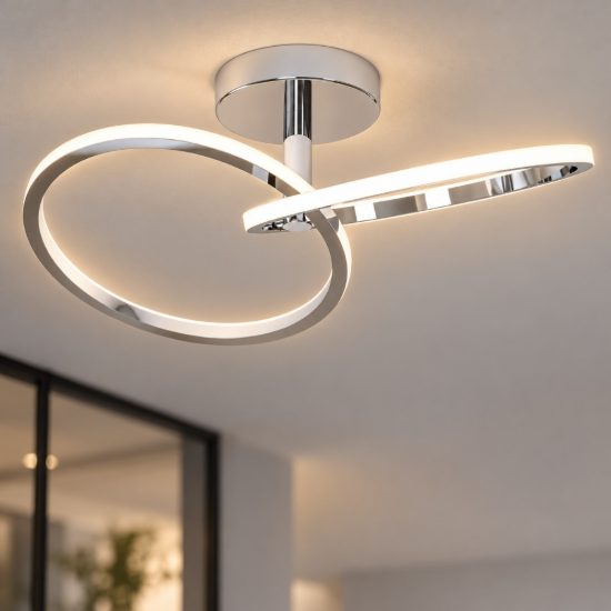 Eglo congiunti plafoniera led 12w cct 2700k 6500k 46,5cm per soggiorno moderna due anelli cromata