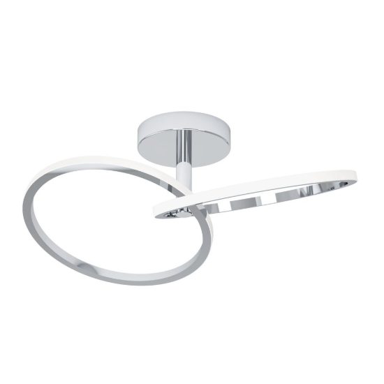 Eglo congiunti plafoniera led 12w cct 2700k 6500k 46,5cm per soggiorno moderna due anelli cromata