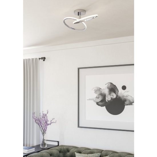 Eglo congiunti plafoniera led 12w cct 2700k 6500k 46,5cm per soggiorno moderna due anelli cromata