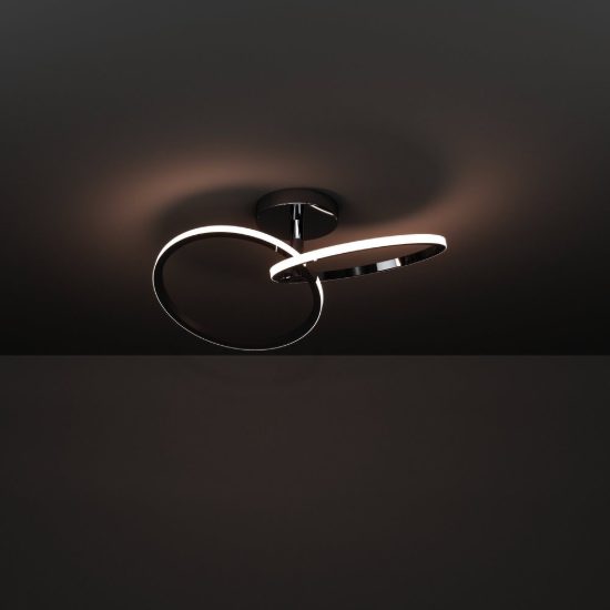 Eglo congiunti plafoniera led 12w cct 2700k 6500k 46,5cm per soggiorno moderna due anelli cromata
