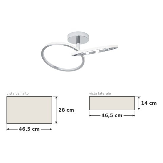 Eglo congiunti plafoniera led 12w cct 2700k 6500k 46,5cm per soggiorno moderna due anelli cromata