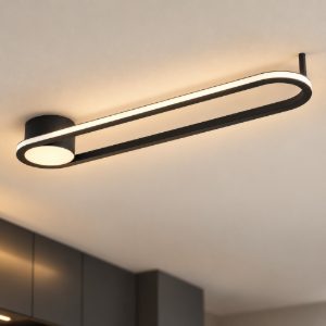 Eglo collecorvino plafoniera led 24w cct 2700k 6500k 50cm per cucina moderna nera