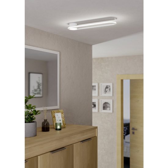 Eglo collecorvino plafoniera led 24w cct 2700k 6500k 50cm per cucina moderna bianca