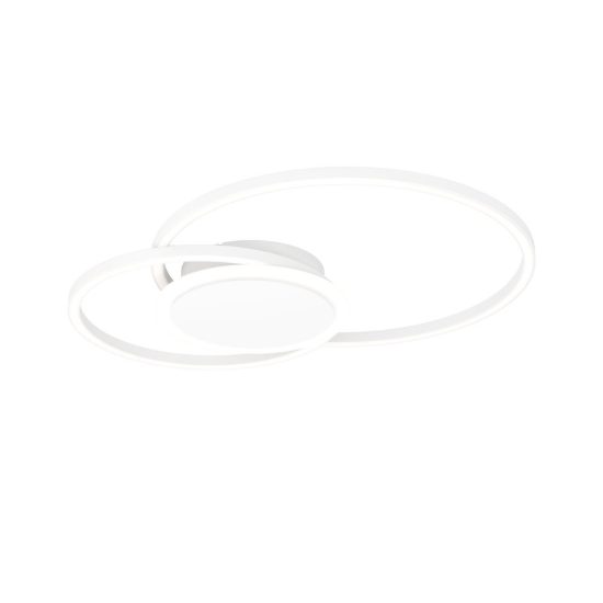 Eglo amandolo 2 plafoniera led 22w rgb 2700k 6500k 52cm con telecomando per soggiorno moderna due anelli bianca