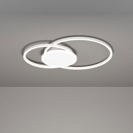 Eglo amandolo 2 plafoniera led 22w rgb 2700k 6500k 52cm con telecomando per soggiorno moderna due anelli bianca