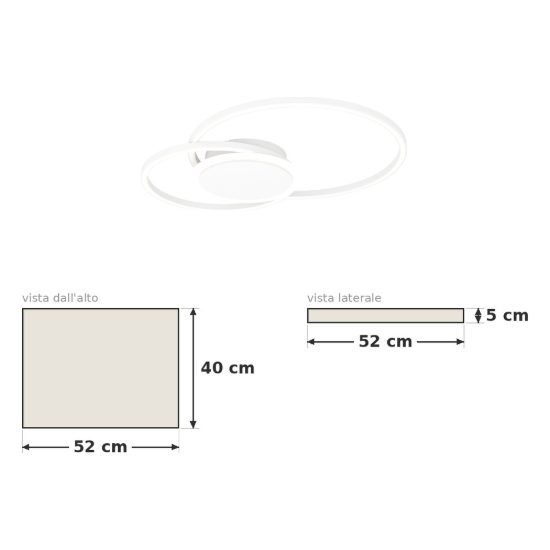 Eglo amandolo 2 plafoniera led 22w rgb 2700k 6500k 52cm con telecomando per soggiorno moderna due anelli bianca