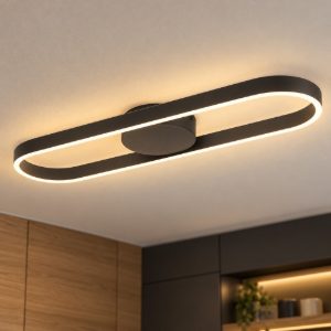 Eglo amandolo plafoniera led 24w rgb 2700k 6500k 66,5cm con telecomando per cucina moderna nera
