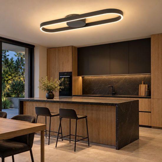 Eglo amandolo plafoniera led 24w rgb 2700k 6500k 66,5cm con telecomando per cucina moderna nera