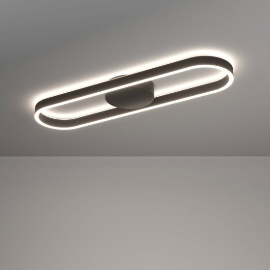 Eglo amandolo plafoniera led 24w rgb 2700k 6500k 66,5cm con telecomando per cucina moderna nera