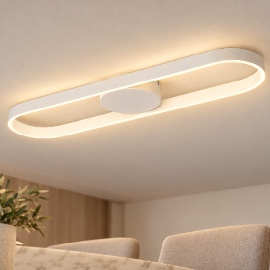 Eglo amandolo plafoniera led 24w rgb 2700k 6500k 66,5cm con telecomando per cucina moderna bianca
