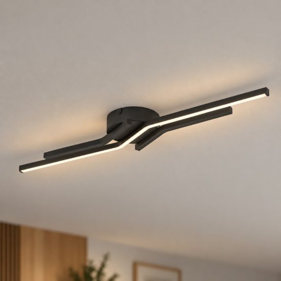 Eglo amandolo 1 plafoniera led 24w rgb 2700k 6500k 68,5cm con telecomando per cucina moderna nera