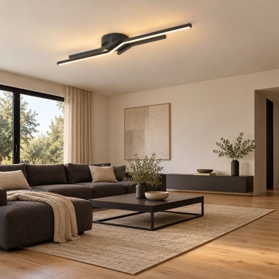 Eglo amandolo 1 plafoniera led 24w rgb 2700k 6500k 68,5cm con telecomando per cucina moderna nera