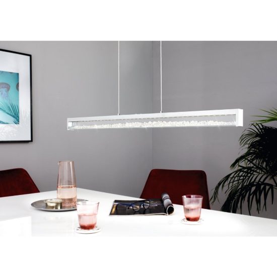 Eglo cardito 1 lampadario led 36w cct 2700k 5000k 100cm per sala da pranzo moderno con cristalli cromato