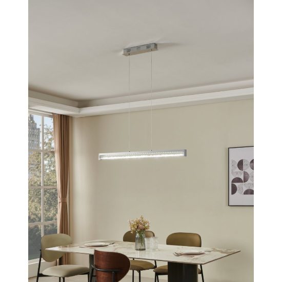 Eglo cardito 1 lampadario led 36w cct 2700k 5000k 100cm per sala da pranzo moderno con cristalli cromato