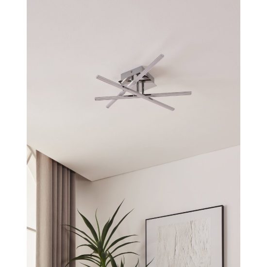 Eglo lasana 1 plafoniera led 10,5w 3000k 50cm per cucina moderna cromata