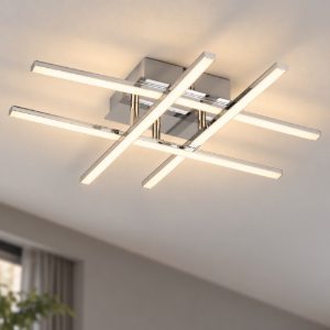 Eglo lasana 1 plafoniera led 21,2w 3000k 50cm per soggiorno moderna cromata