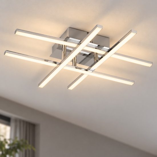 Eglo lasana 1 plafoniera led 21,2w 3000k 50cm per soggiorno moderna cromata