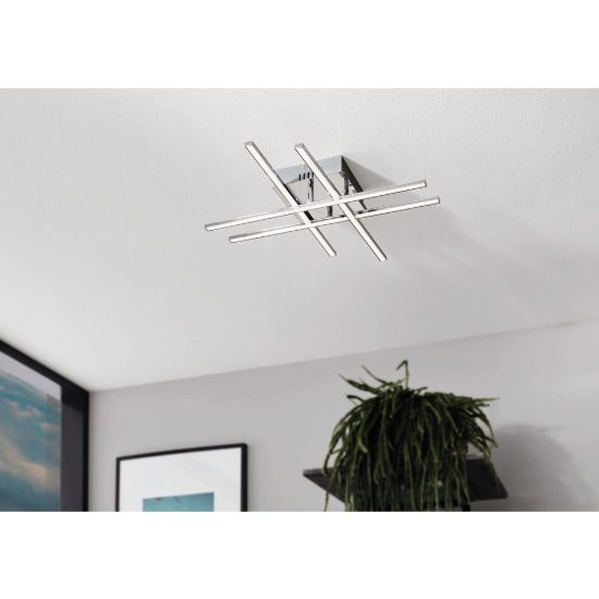 Eglo lasana 1 plafoniera led 21,2w 3000k 50cm per soggiorno moderna cromata