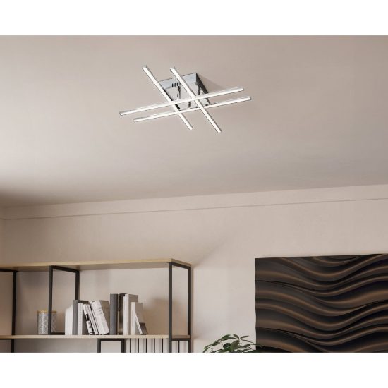 Eglo lasana 1 plafoniera led 21,2w 3000k 50cm per soggiorno moderna cromata