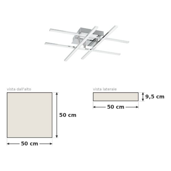 Eglo lasana 1 plafoniera led 21,2w 3000k 50cm per soggiorno moderna cromata