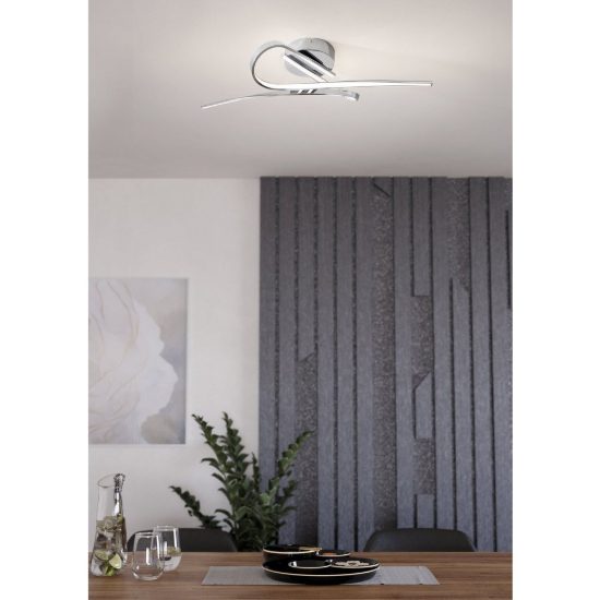 Eglo selvina plafoniera led 20,5w 3000k 69cm per soggiorno moderna cromata